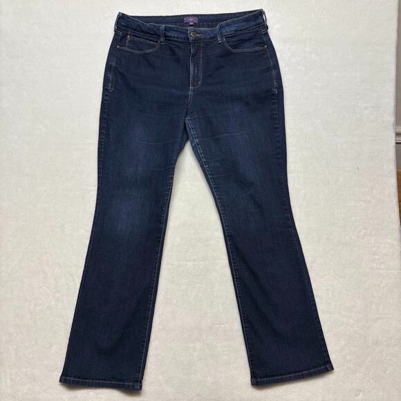 NYDJ Jeans Marilyn Mini Boot High Rise Dark Wash Blue Jeans Womens Size 14W - Picture 1 of 12